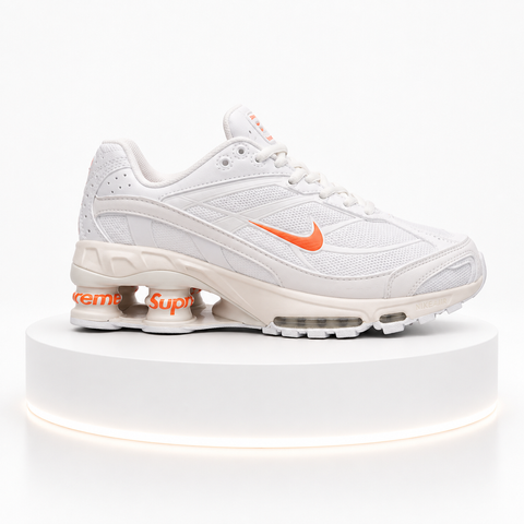 Жіночі кросівки Supreme x Nike Shox Ride 2 білі з помаранчевим NK-112-3 фото