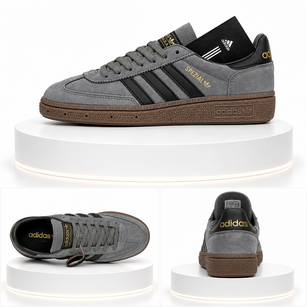 Жіночі кросівки Adidas Handball Spezial сірі з чорним AD-560-36 фото