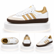 Жіночі кросівки Adidas Samba білі з бежевим  AD-043-23 фото 2